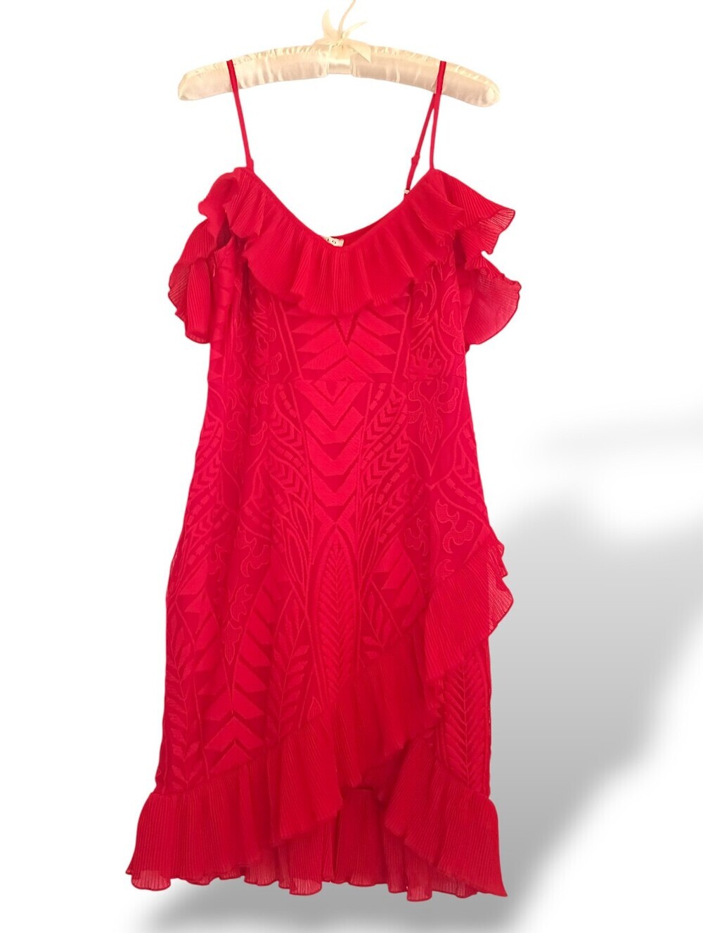 Hello Molly Lavish Dream Dress Red Lace Sexy Off Shoulder Ruffle Femme Colorful